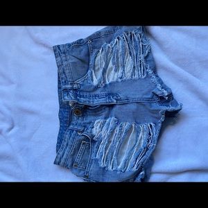 High waist ripped jean shorts